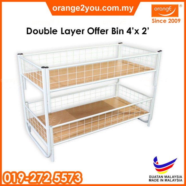 ORM OBDL2040 - L4' x W2' Double Layer Offer Bin | Display Rack System